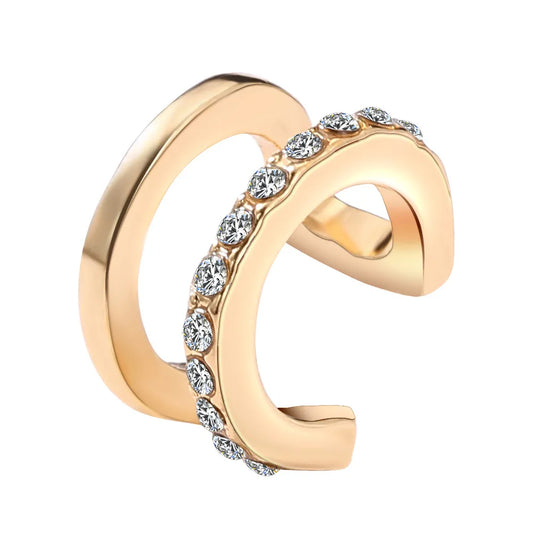 Double U-shaped Rhinestone Decorative Alloy Clip Earrings